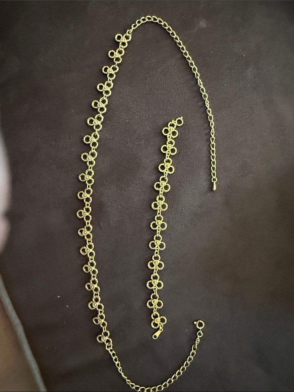 Gold Floral Link Necklace and Bracelet Set